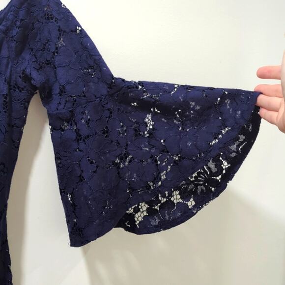 Laundry by Shelli Segal Lace Cocktail Dress Ink Blot Off the Shoulder Wmns Sz 6 - Picture 4 of 8